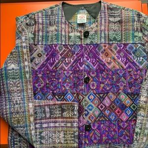 Unworn fully lined artisanal woven cotton jacket